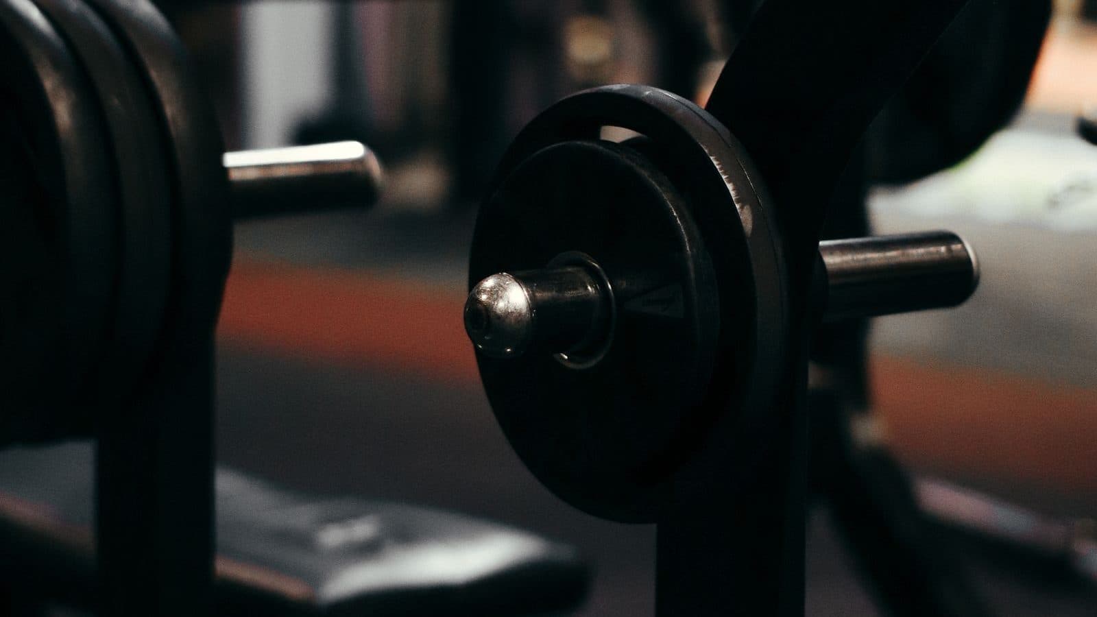 Halterschijf op een rek in een sportschool