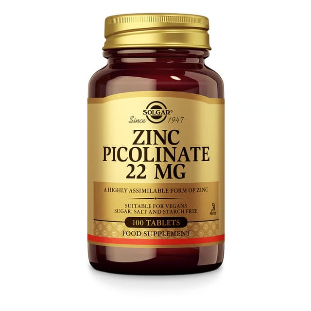 Solgar Zinc Picolinate 22 mg — 100 tabletten