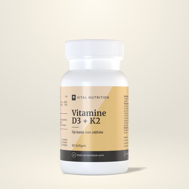 Vital Nutrition Vitamine D3 + K2 softgels verpakking