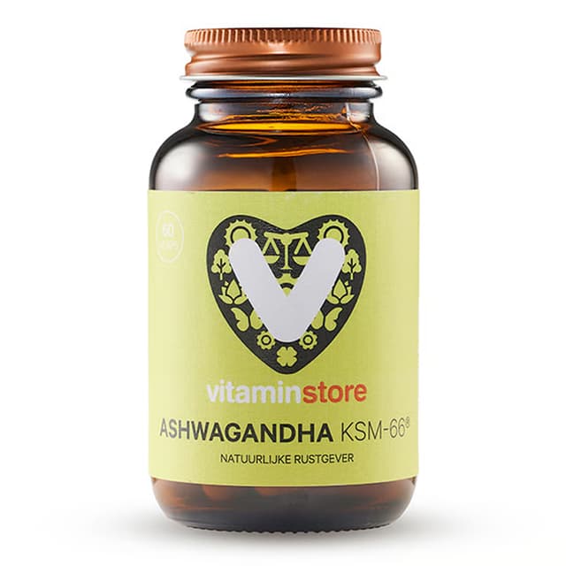 Vitaminstore Ashwagandha KSM-66 vegicaps verpakking