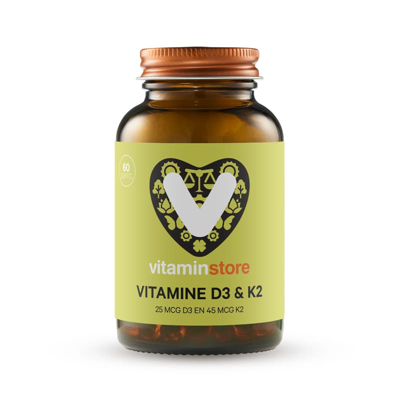 Vitaminstore Vitamine D3 & K2 softgels verpakking