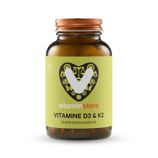 Vitaminstore Vitamine D3 & K2 softgels verpakking