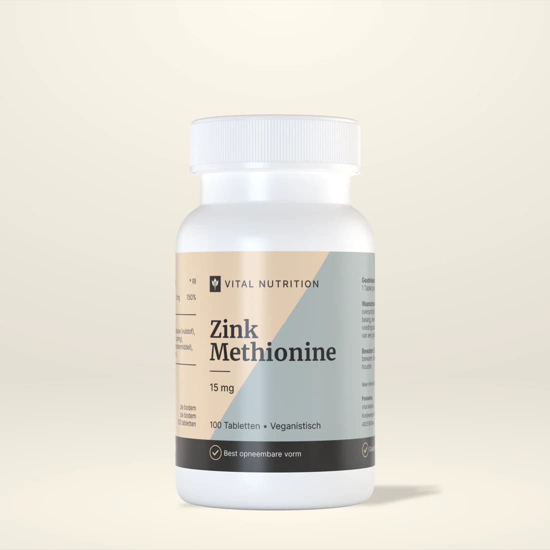 Vital Nutrition Zink Methionine 15 mg — 100 tabletten